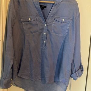 J. Crew Blue Pinstripe Blouse